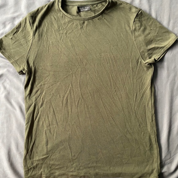 ZARA Men Olive Green Muscle Fit Shirt - Picture 1 of 3